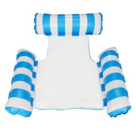 Inflatable Mesh Swimming Chair; Foldable Striped Floating Hammock For Pool Beach Party Summer - Light Blue Stripes