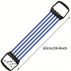 Chest Expander; Exercise Resistance Bands For Chest Arm Legs Shoulder Back Muscles Training; With 5 Removable Ropes - Blue