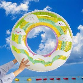 Adult's Cartoon Print Swimming Ring; Thickened Sequin Swimming Floats For Pool Beach Sea Summer - Clouds