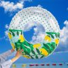 Adult's Cartoon Print Swimming Ring; Thickened Sequin Swimming Floats For Pool Beach Sea Summer - Green Leaves