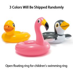 Children's Cartoon Animal Swimming Rings; Inflatable Duck Penguin Flamingo Pool Floats For Boys And Girls - 1 Random Style