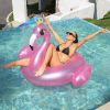 Inflatable Golden Crown Flamingo Swimming Ring; Thickened Floating Row For Kids And Adults Pool Beach Sea Summer - Pink - Diameter 17.72inch