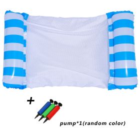 Foldable Inflatable Striped Water Chair; Portable Mesh Swimming Floats For Kids And Adults Pool Beach Party Summer - Blue (1 Free Push Pump)