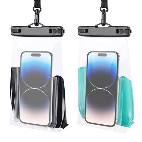 HAISSKY 2Pack Wave Design Large Capapcity Waterproof Phone Bag Swimming Surfing Earphone Cards Passport Keys Storage Pouch - Black+green