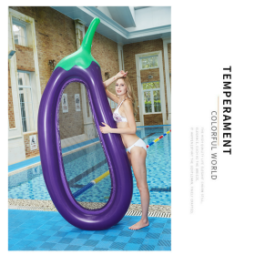 Inflatable Eggplant Swimming Ring; Portable Thickened Folding Float For Kids And Adults Pool Beach Sea Summer - Violet - 7.09*5.91*1.57inch