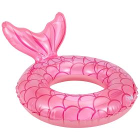 Inflatable Mermaid Swimming Rings; Portable Cartoon PVC Floats For Boys And Girls Beach Pool Party Summer - Pink