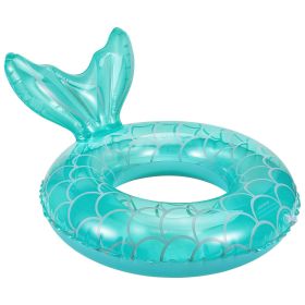 Inflatable Mermaid Swimming Rings; Portable Cartoon PVC Floats For Boys And Girls Beach Pool Party Summer - Light Green