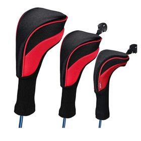 3pcs Golf Head Covers With Interchangeable Labels; Fits All Fairway And Driver Clubs; Golf Accessories - Red