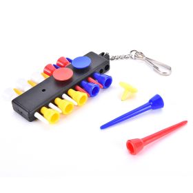 Plastic Golf Tee Stand Organizer With 12 Plastic Golf Tee Stands; 3 Ball Markers; Keychain - Random