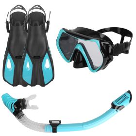 Snorkeling Gear Mask Fin Snorkel Set with Diving Mask Dry Top Snorkel Adjustable Swim Fins for Swimming Snorkeling Travel Diving - Green - L_XL