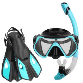 Snorkeling Gear Mask Fin Snorkel Set with Diving Mask Dry Top Snorkel Adjustable Swim Fins for Swimming Snorkeling Travel Diving - Green - S_M