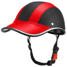 Safety Bicycle Helmet Adjustable Windproof Bike Helmet Sunshade Baseball Cap Anti UV Cycling Motorcycle Hat Leather Helmet - Red