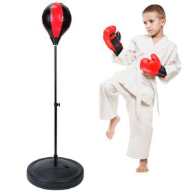 Punching Bag For Kids Junior Boxing Set Boxing Gloves Height Adjustable Free Standing Punching Ball Boxing For Kids Aged from 3 to 8Years Old - Red