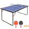 Table Tennis Table Midsize Foldable & Portable Ping Pong Table Set with Net and 2 Ping Pong Paddles for Indoor Outdoor Game - as Pic