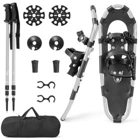 Hiking Lightweight Terrain Snowshoes With Flexible Pivot System - Black & Silver - 30 In