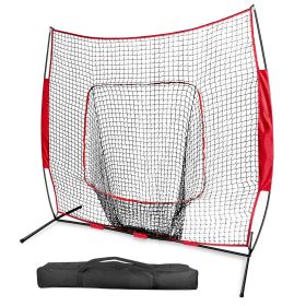 7x7ft Baseball Softball Teeball Practice Net Batting Hitting Pitching Training Net - Red