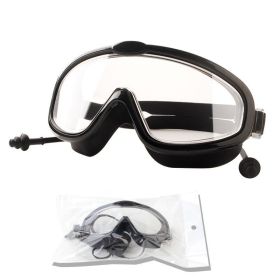 Outdoor swimming goggles earplugs 2 in 1 set kids anti fog UV - Black HD