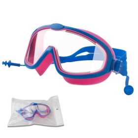 Outdoor swimming goggles earplugs 2 in 1 set kids anti fog UV - Rose Red HD