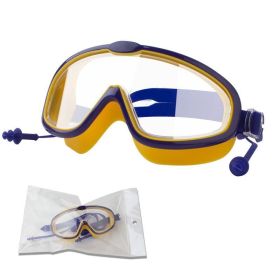 Outdoor swimming goggles earplugs 2 in 1 set kids anti fog UV - Yellow HD