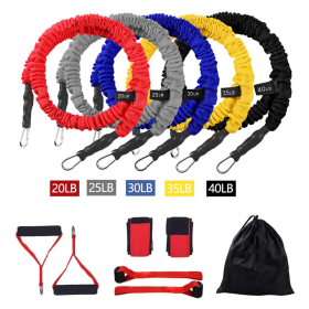 12-pcs Resistance Band Home Workout Set - Black & Red