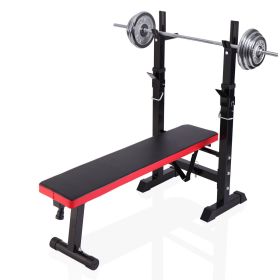 Adjustable Folding Multifunctional Workout Station Adjustable Workout Bench with Squat Rack - balck red XH - black and red