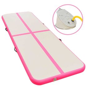 Inflatable Gymnastics Mat with Pump 275.6"x39.4"x3.9" PVC Pink - Pink