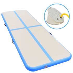 Inflatable Gymnastics Mat with Pump 157.4"x39.3"x3.9" PVC Blue - Blue