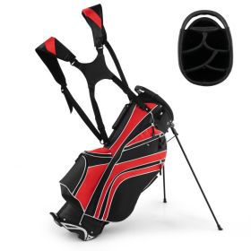 Golf Stand Cart Bag with 6-Way Divider Carry Pockets - Red