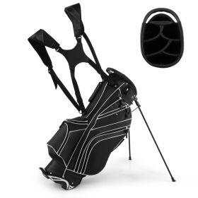 Golf Stand Cart Bag with 6-Way Divider Carry Pockets - Black