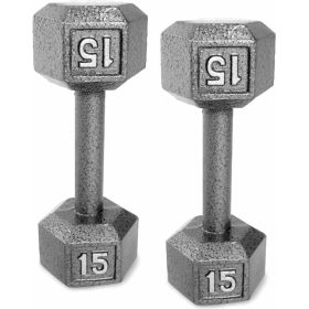 Barbell Cast Iron Dumbbell, 15 Lb. Pair - 30lbstotal