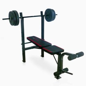 Strength Adjustable Standard Combo Weight Bench with Rack and Leg Extension and 90 lb. Vinyl Weight Set - 90lbs