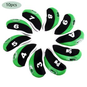 10pcs Neoprene Golf Club Iron Head Cover For Titleist Callaway Ping Taylormade - Green