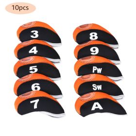 10pcs Neoprene Golf Club Iron Head Cover For Titleist Callaway Ping Taylormade - Orange