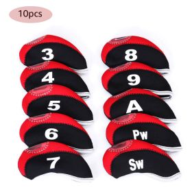 10pcs Neoprene Golf Club Iron Head Cover For Titleist Callaway Ping Taylormade - Red