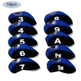 10pcs Neoprene Golf Club Iron Head Cover For Titleist Callaway Ping Taylormade - Royal Blue