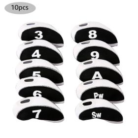 10pcs Neoprene Golf Club Iron Head Cover For Titleist Callaway Ping Taylormade - White