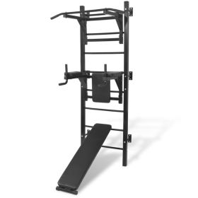 Wall-mounted Multi-functional Fitness Power Tower Black - Black