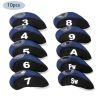 10pcs Neoprene Golf Club Iron Head Cover For Titleist Callaway Ping Taylormade - Dark Blue