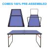 Table Tennis Table Midsize Foldable & Portable Ping Pong Table Set with Net and 2 Ping Pong Paddles for Indoor Outdoor Game - as Pic