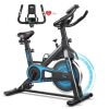 Adjustable Resistance Silent Belt Drive Gym Indoor Stationary Bike  - Black + Blue - Professional Exercise Bikes