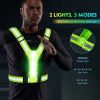 Led Light Up Running Vest Reflective For Walking At Night; High Visibility Gear Rechargeable Adjustable For Runners Walkers Men And Women - Green