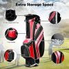 Golf Stand Cart Bag with 6-Way Divider Carry Pockets - Red