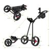 Durable Foldable Steel Golf Cart with Mesh Bag - as show