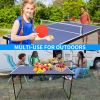 Table Tennis Table Midsize Foldable & Portable Ping Pong Table Set with Net and 2 Ping Pong Paddles for Indoor Outdoor Game - as Pic