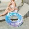 Adult's Cartoon Print Swimming Ring; Thickened Sequin Swimming Floats For Pool Beach Sea Summer - Blue Stripe