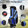 Golf Stand Cart Bag with 6-Way Divider Carry Pockets - Blue