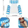 Inflatable Mesh Swimming Chair; Foldable Striped Floating Hammock For Pool Beach Party Summer - Light Blue Stripes