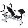 Weight Bench with Weight Rack; Barbell and Dumbbell Set 198.4 lb - Black