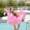 Inflatable Golden Crown Flamingo Swimming Ring; Thickened Floating Row For Kids And Adults Pool Beach Sea Summer - Pink - Diameter 17.72inch