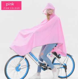 Fabric Double Brim Thickened Night Reflective Covered Bicycle Raincoat (Option: Pink Single Brim-XXL)